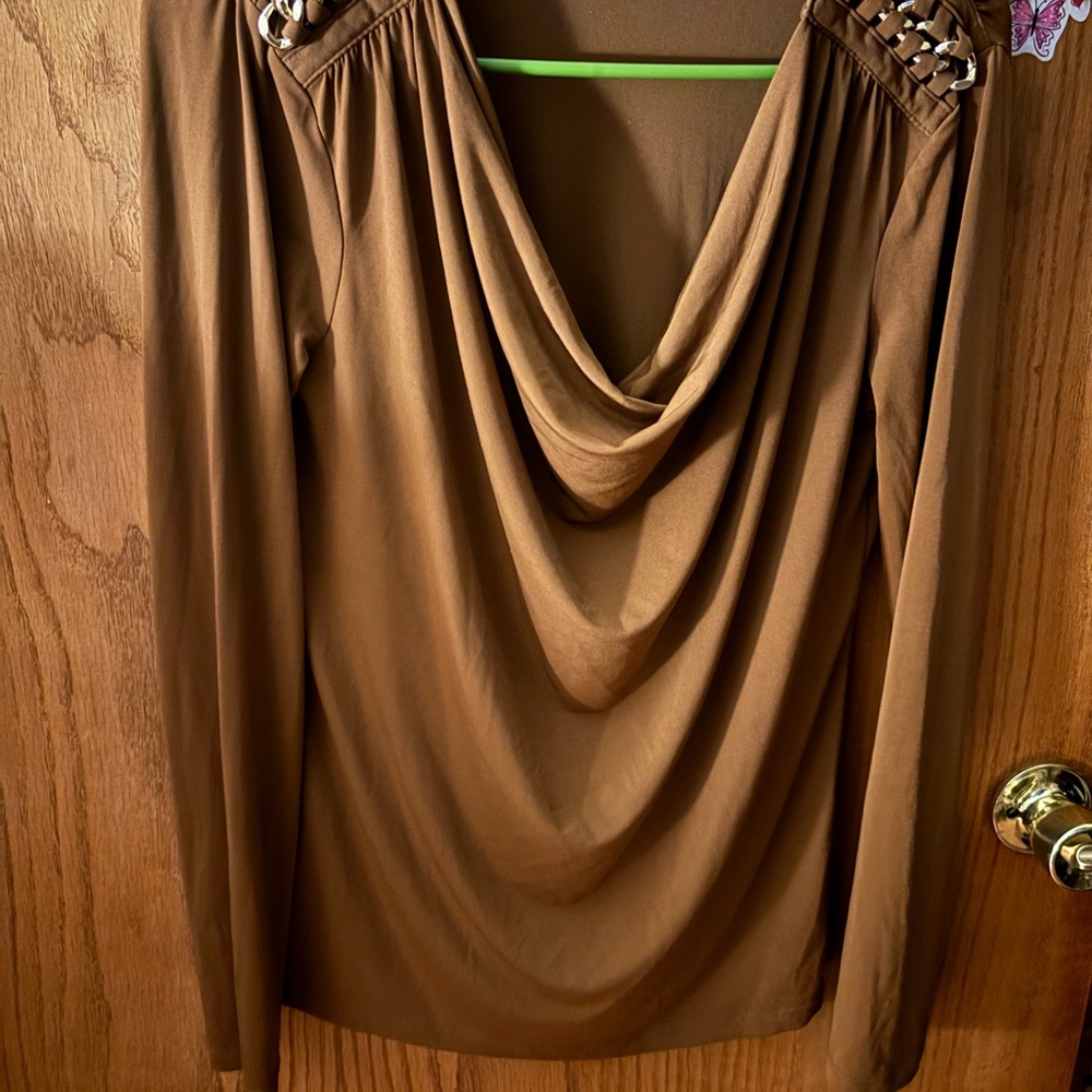Michael Kors Brown Drape Blouse